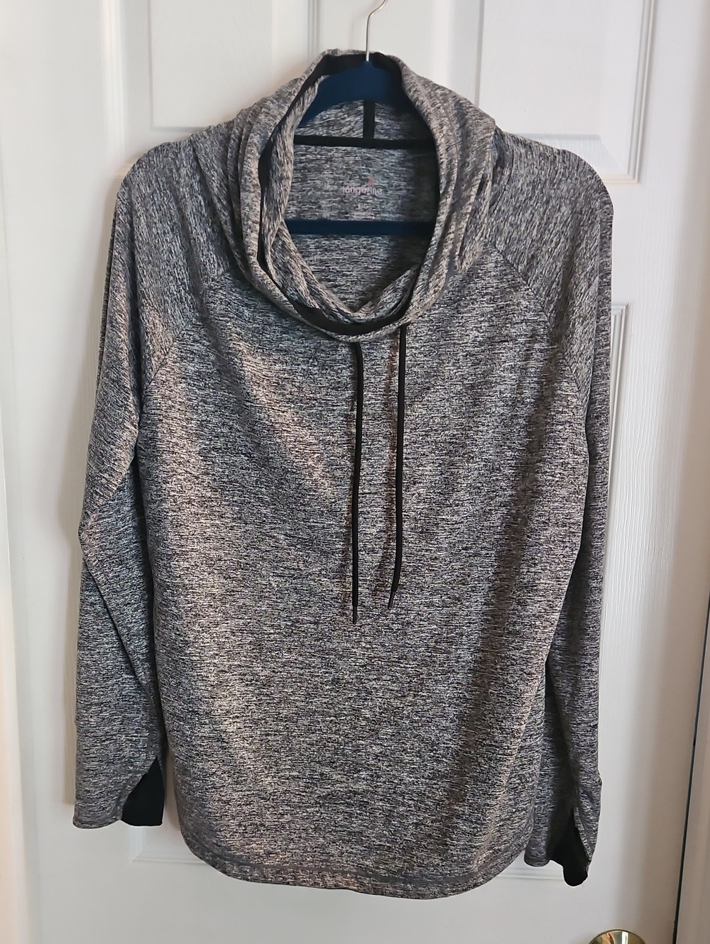 Tangerine Heathered Gray Cowl-Neck Sweater With Hood Lg Soft